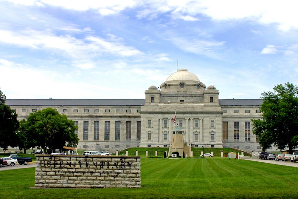 Photograph of the U.S. Federal Penitentiary at Leavenworth, Kansas 

Part of the autobiography of Dr. Anthony J. Carbone, Son in the Shadow of a Green Beret Hero.