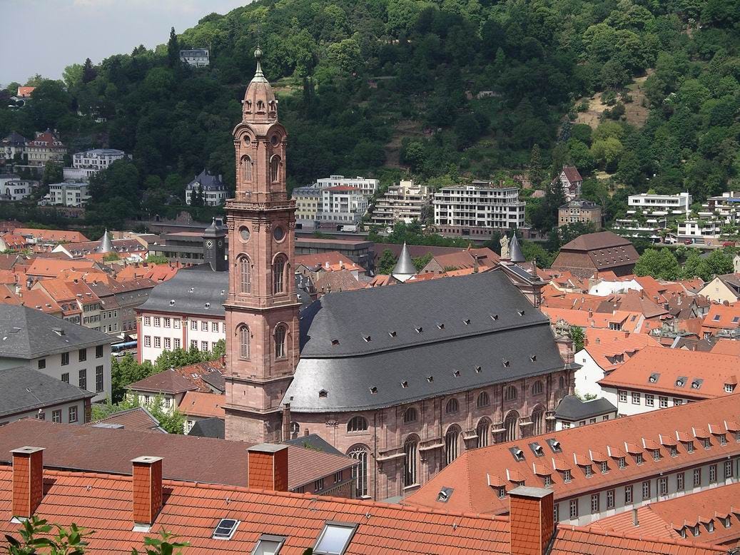 Heiliggeistkirche (the Church of the Holy Ghost) in the old section of Heidelberg.