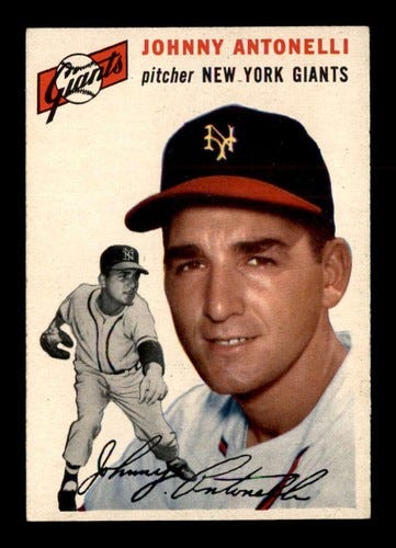 Uncle Johnny Antonelli pitching for the New York Giants (Baseball Card).
Dr. Anthony Carbone's Autobiography.