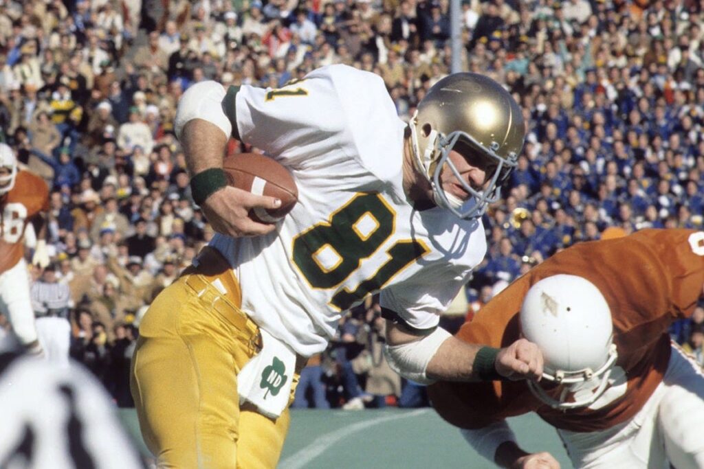 Ken MacAfee #81 of the Fighting Irish.  Biography of Dr. Anthony J. Carbone.