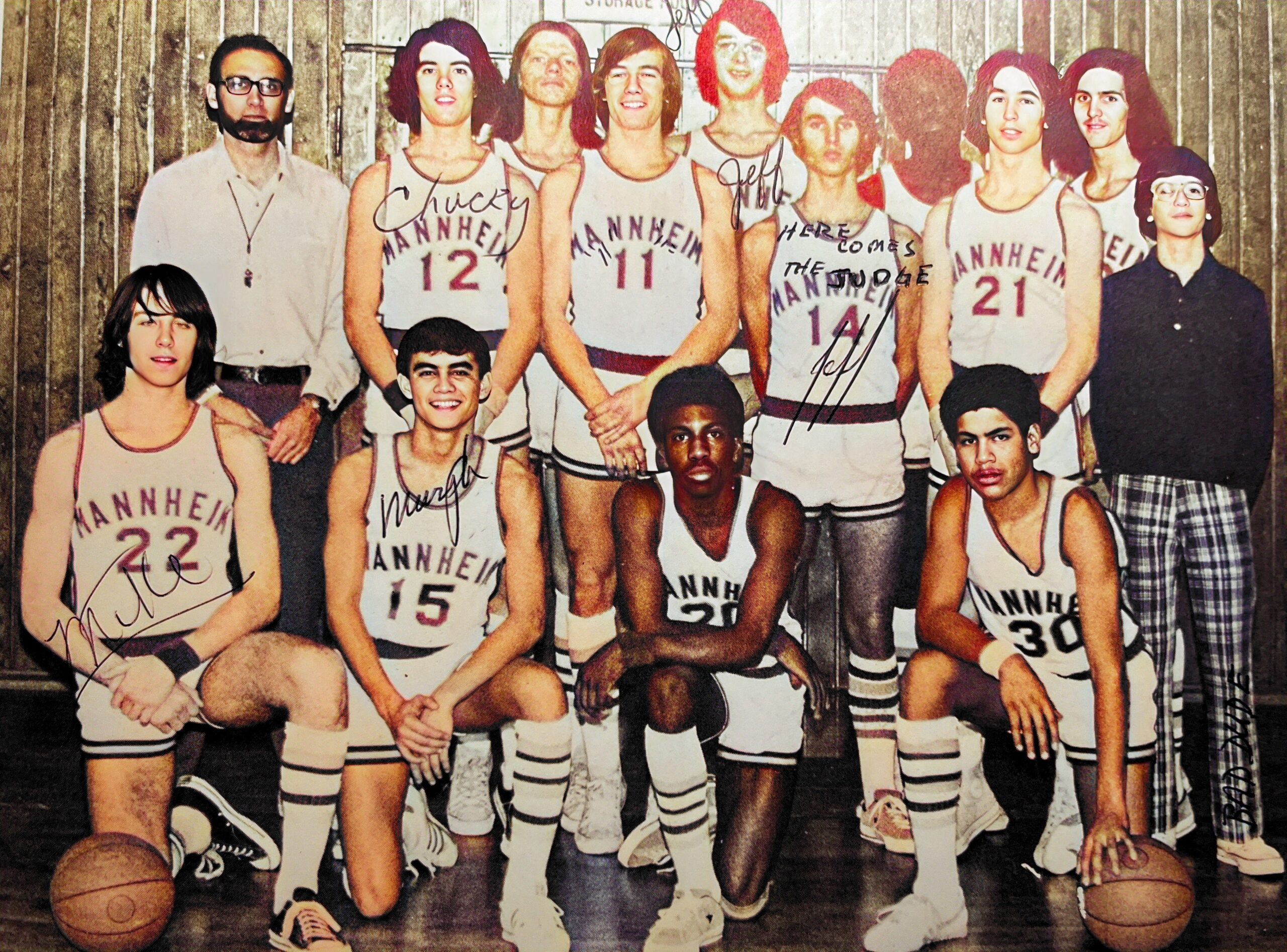 Men's Varsity Basketball Team with me as the manager at 5 foot 2 inches at Mannheim American High School in Germany.

Part of the autobiography of Dr. Anthony J. Carbone, Son in the Shadow of a Green Beret Hero.