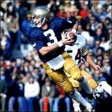 Joe Montana #3 quarterback of the Fighting Irish.  Biography of Dr. Anthony J. Carbone.