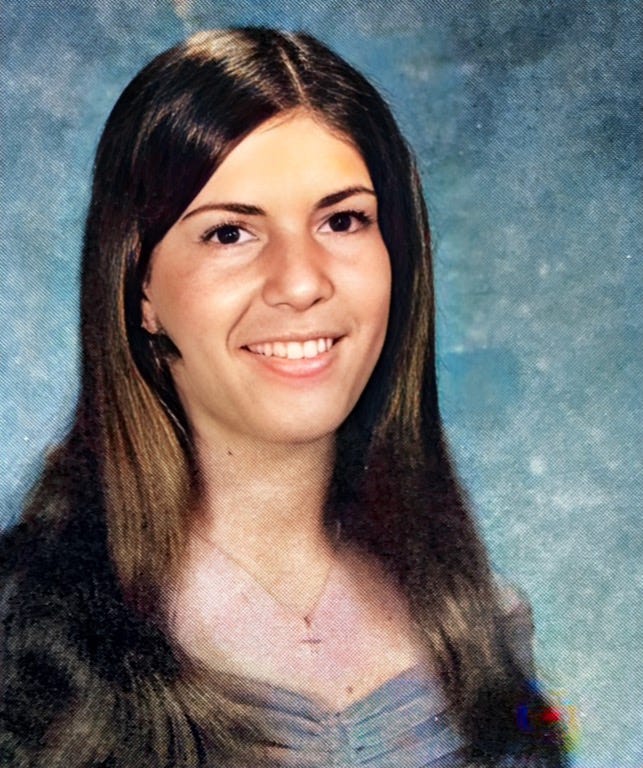 My sister Diana Carbone (Class of 1976) Senior Class Portrait at Mannheim American High School.

Part of autobiography of Dr. Anthony J. Carbone, Son in the Shadow of a Green Beret Hero.