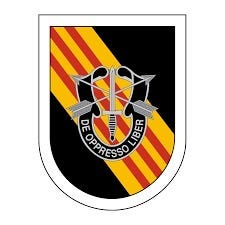 5th Special Forces (Vietnam) Green Beret Flash with Special Forces Unit Insignia (worn by enlisted members) with SF Motto "De Oppresso Liber" (To Liberate the Oppressed)

Part of the autobiography of Dr. Anthony J. Carbone, Son in the Shadow of a Green Beret Hero