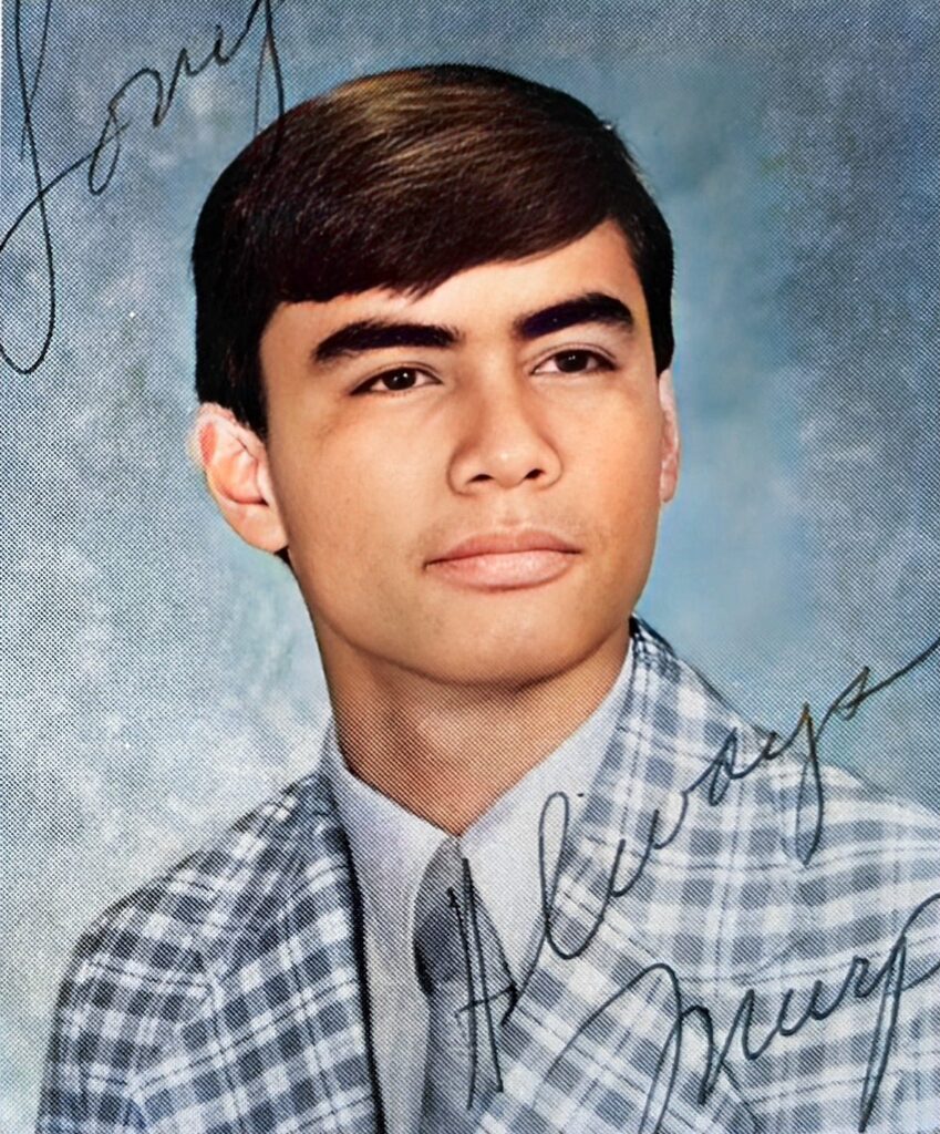 Murph Auna (Class of 1976) Student Government President.  Senior Class Portrait, Mannheim American High School.

Part of autobiography of Dr. Anthony J. Carbone, Son in the Shadow of a Green Beret Hero.