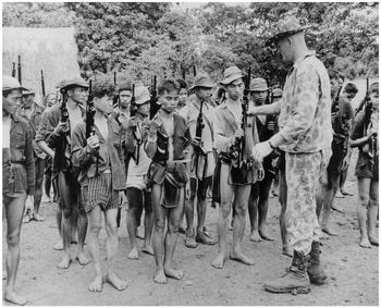 Montagnard soldiers supporting MACV-SOG forces in Ban Mê Thuôt that supported U.S. special forces.

Part of the autobiography of Dr. Anthony J. Carbone, Son of a Green Beret Hero.