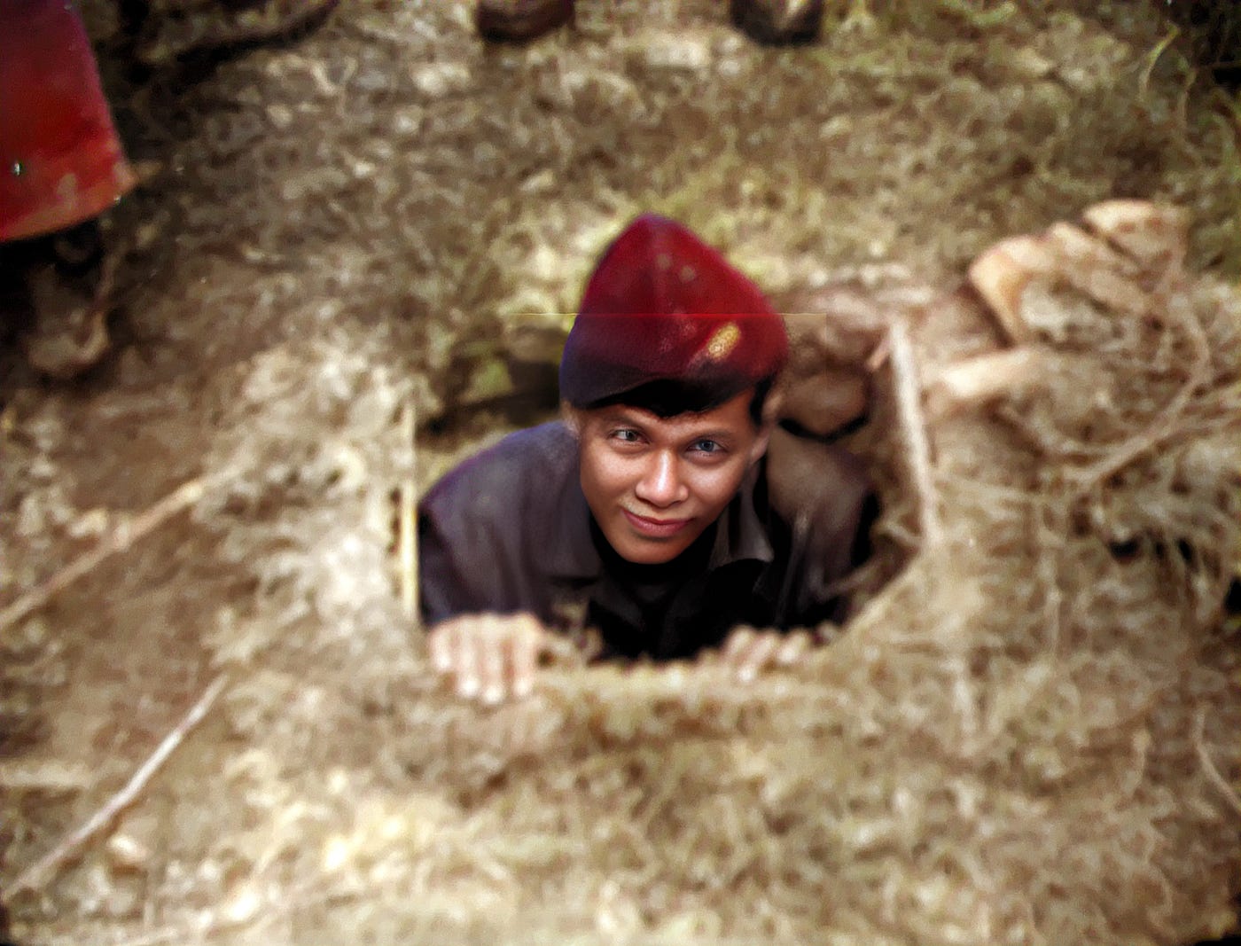 Entrance to Viet Cong tunnel system.  The soldiers who took on the dangerous task of entering and clearing enemy tunnels were affectionately refered to as "Tunnel Rats".
Part of the autobiography of Dr. Anthony J. Carbone, Son in the Shadow of a Green Beret Hero.