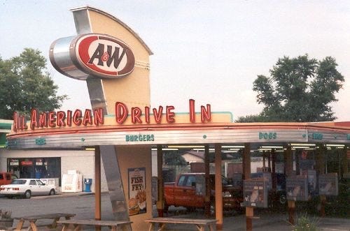 A&W drive-in restaurant like the one just off-post where Jeff and I would frequent in his VW Beetle in Mannheim, Germany.

Part of the autobiography of Dr. Anthony J. Carbone, Son in the Shadow of a Green Beret Hero.