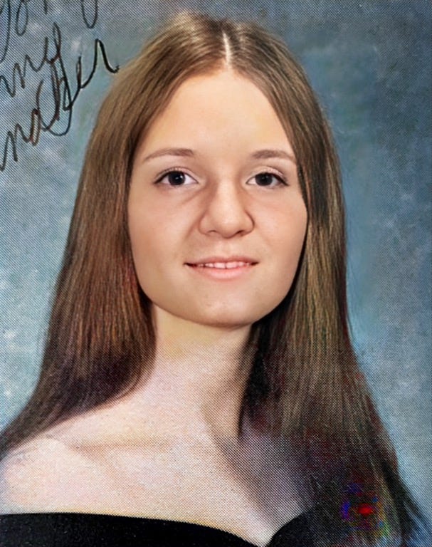 Jenny Leitnaker (Class of 1976) Senior Class Portrait, Mannheim American High School.

Part of autobiography of Dr. Anthony J. Carbone, Son in the Shadow of a Green Beret Hero.