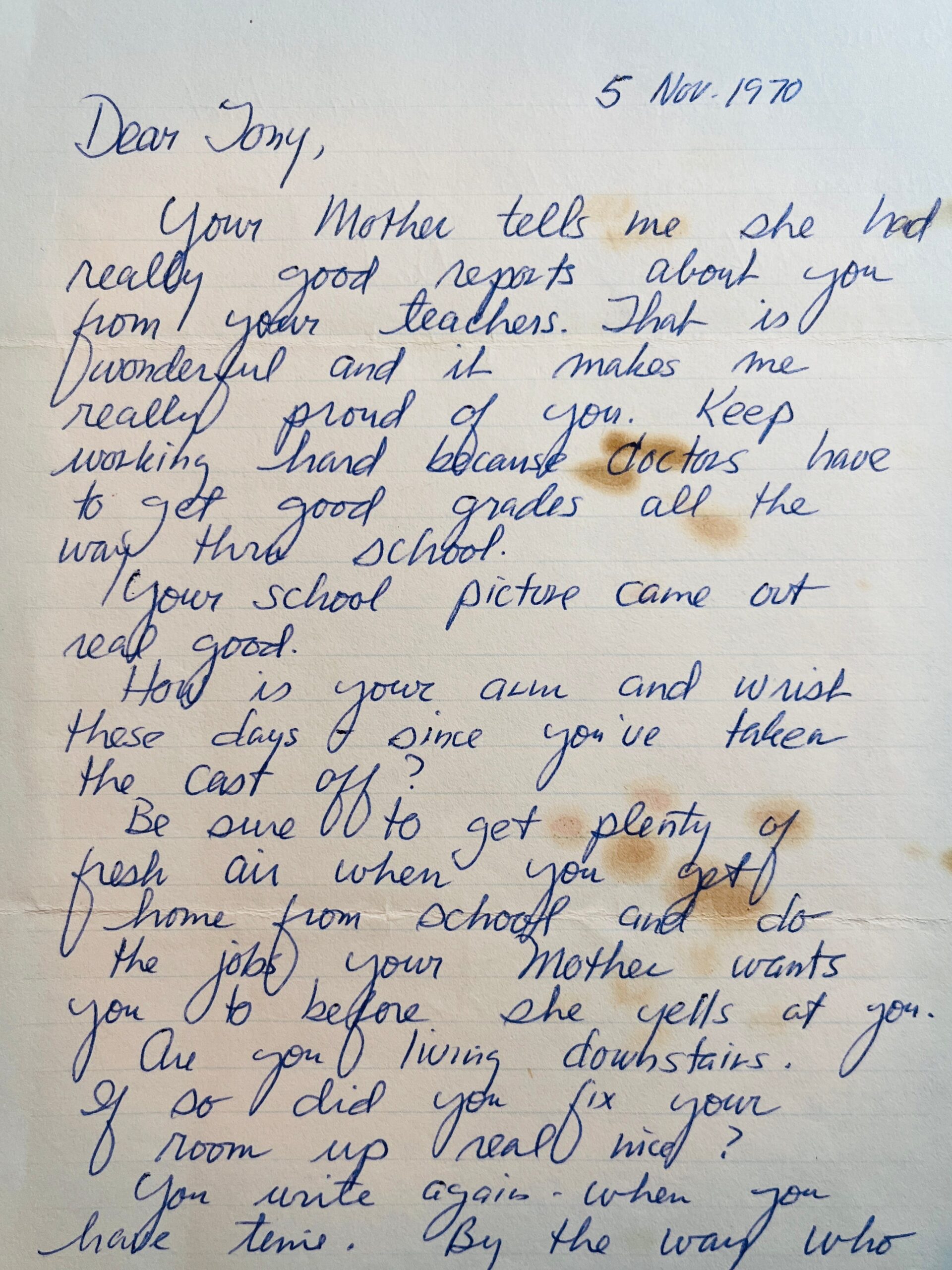 Letter from my father (MAJ Tony Carbone) written to me from Bon Mê Thuôt, Vietnam during the war on 5 November 1970.

Part of the autobiography of Dr. Anthony J. Carbone, Son in the Shadow of a Green Beret Hero.