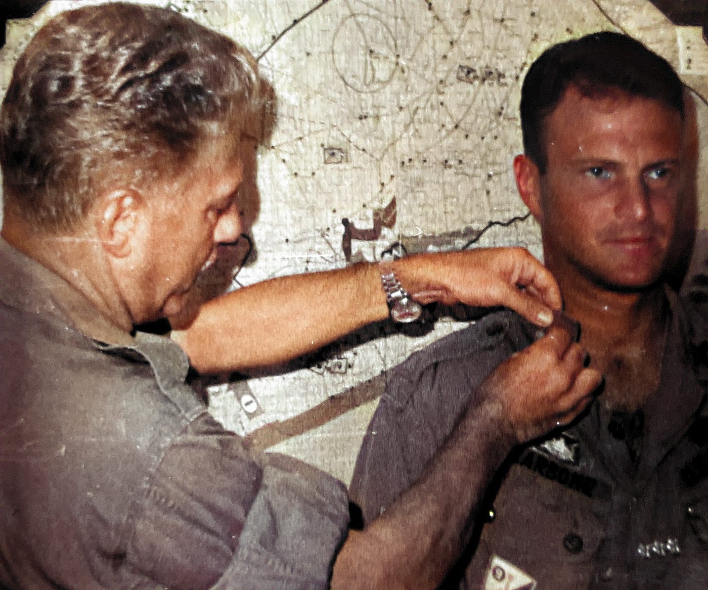 Dad (CPT Tony Carbone) being promoted to the rank of Major during his first tour of duty in Vietnam.
Part of the autobiography of Dr. Anthony J. Carbone, Son in the Shadow of a Green Beret Hero.