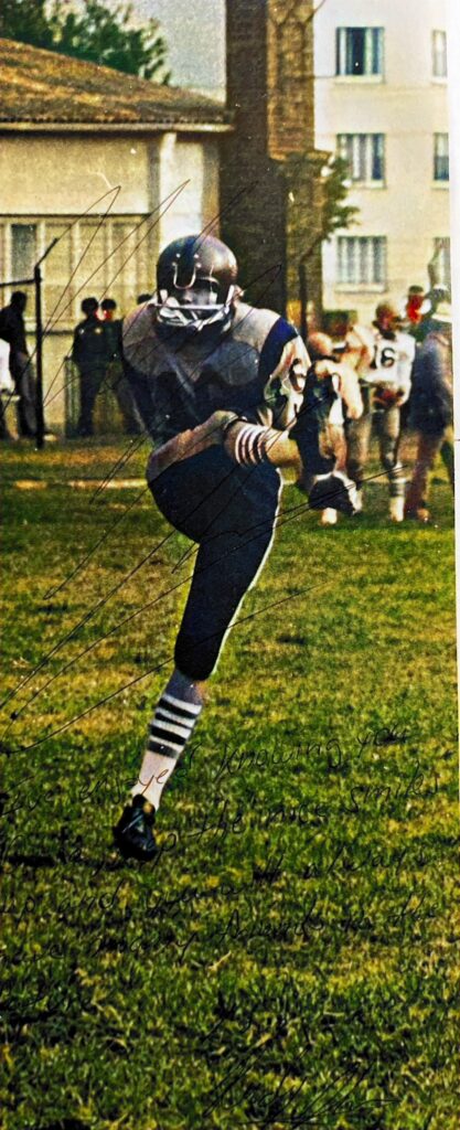Rudy Glenn, Kicker for Varsity Football Team.

Part of autobiography of Dr. Anthony J. Carbone, Son in the Shadow of a Green Beret Hero.