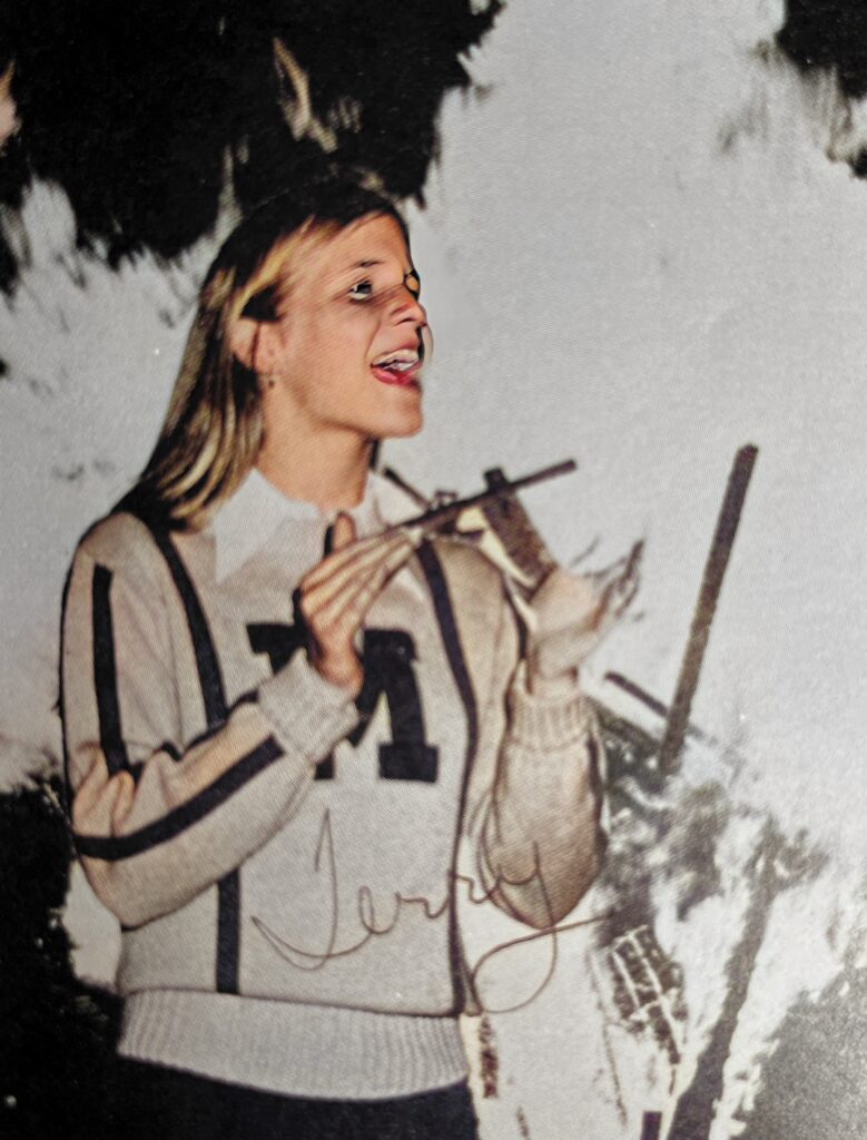 Terry Swenson, Varsity Cheerleader for Mannheim American High School at the bonfire.

As part of the autobiography of Dr. Anthony J. Carbone, Son in the Shadow of a Green Beret Hero.