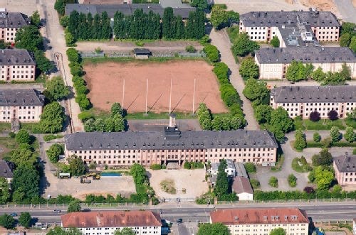 U.S. Army Campbell Barracks aeirial view in Heidelberg, Germany where my father worked in the War Plans Department in the deep basement called "The Mushroom".

Part of the autobiography of Dr. Anthony J. Carbone, Son in the Shadow of a Green Beret Hero
