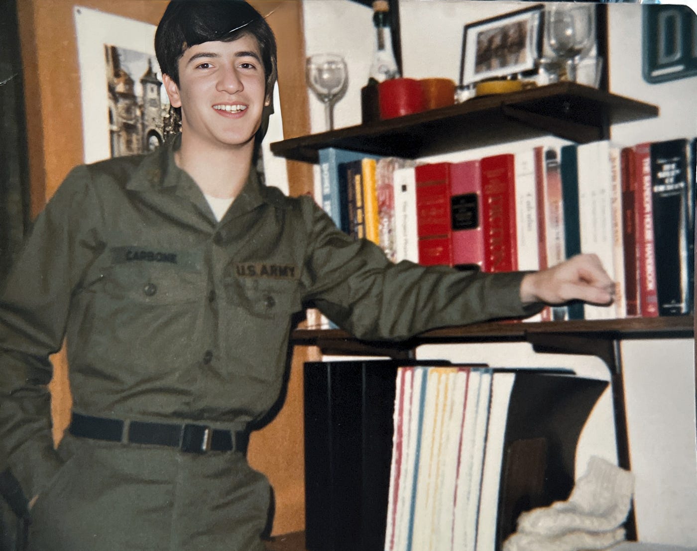 Dr. Carbone’s Autobiography. University of Notre Dame. US Army ROTC Cadet. Dormatory Room. Fatigues.