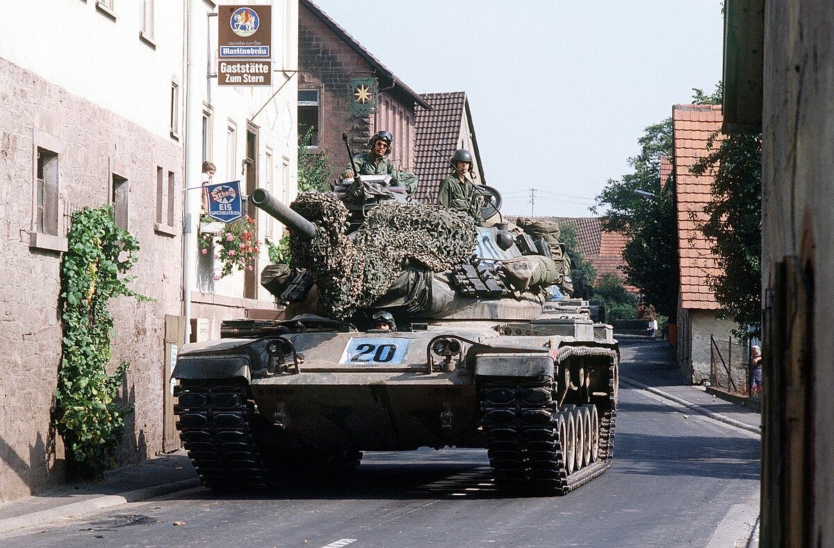 The various vehicles found within the 5th Battalion 68th Armor. M60A1 main battle tanks, M113 armored personnel carriers, M114 armored reconnaissance vehicles, M577 Command Post Carriers, AVLB (Armored Vehicle Launch Bridge), and Fuel Trucks.

Part of the autobiography of Dr. Anthony J. Carbone, Son in the Shadow of a Green Beret Hero