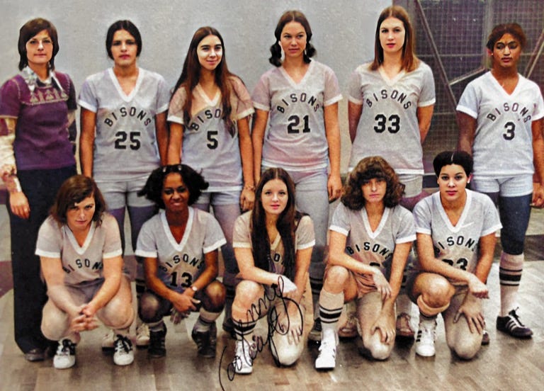 Women's Varsity Basketball Team, Mannheim American High School.

Part of the autobiography of Dr. Anthony J. Carbone, Son in the Shadow of a Green Beret Hero.