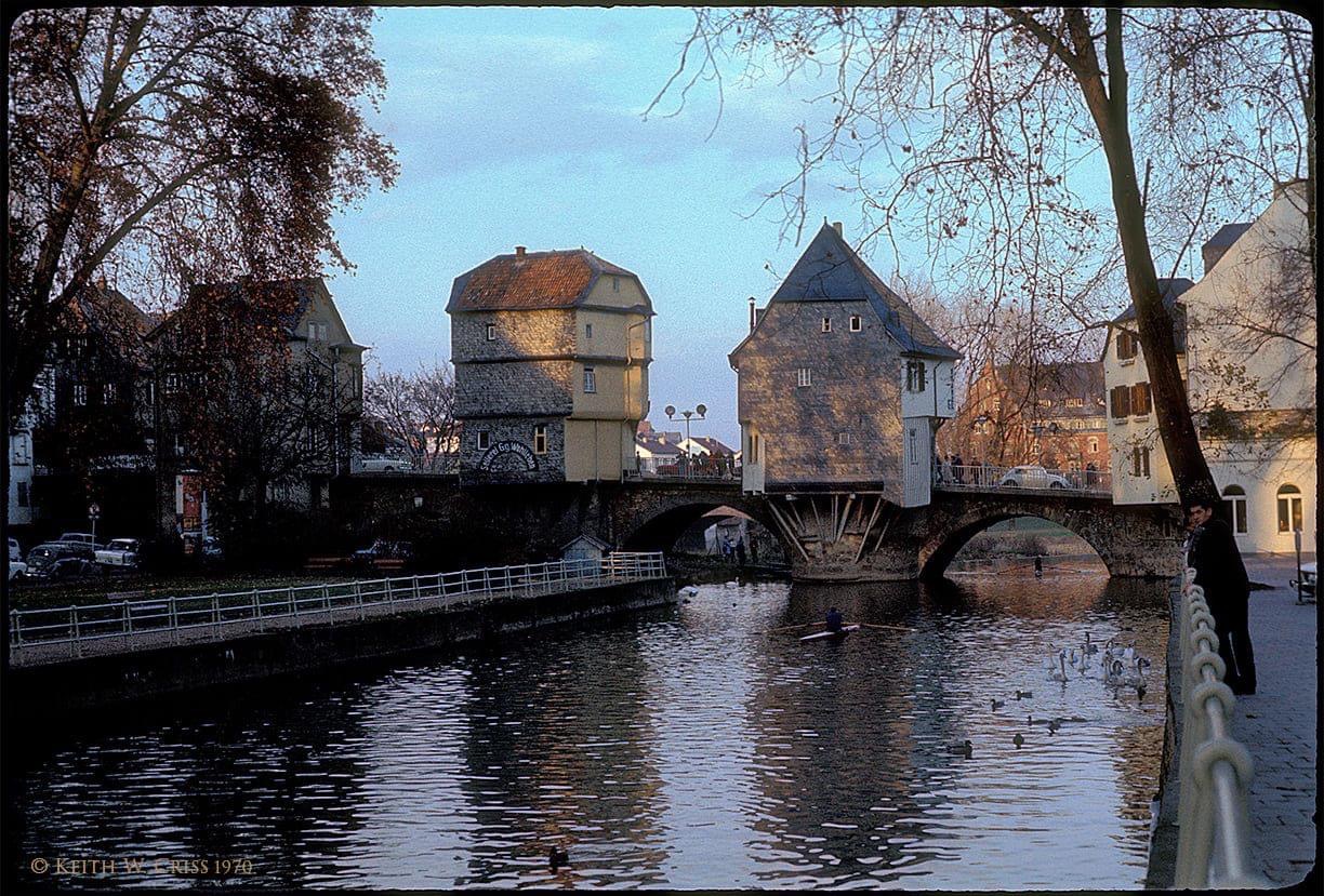 Bad Kreuznach, Germany Bridge Houses over the Nahe River. Autobiography of Dr. Anthony J. Carbone.