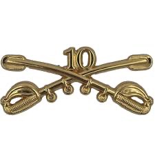 Crossed gold sabers with the numberal 10 representing the unit insignia of the 10th U.S. Cavalry.  Biography of Dr. Anthony J. Carbone.