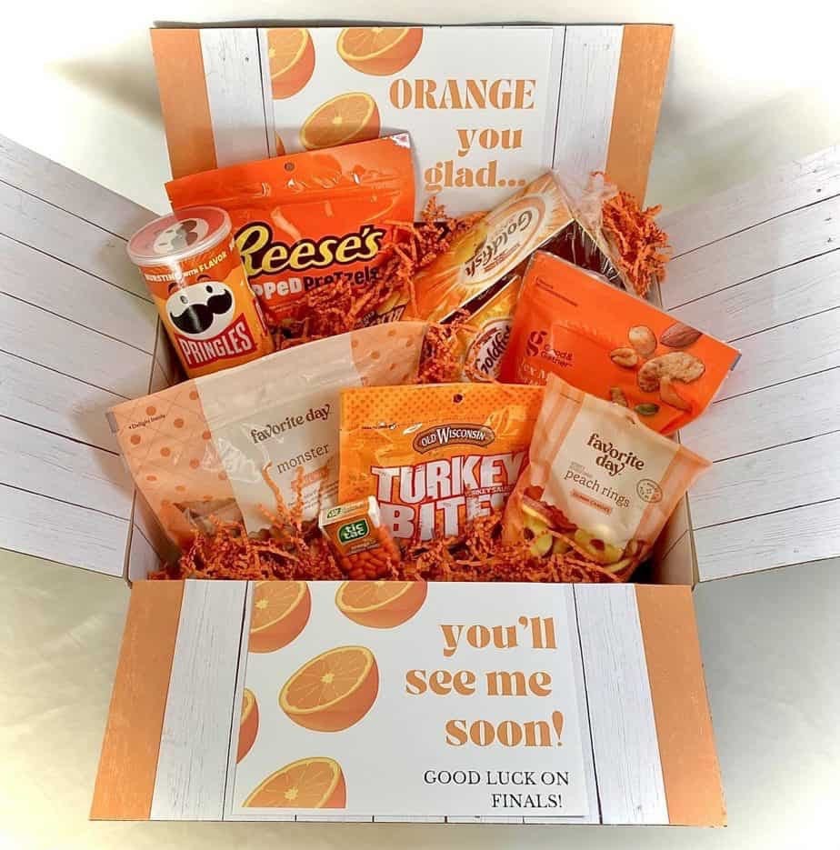 Final Exam snack box from home.  Biography of Dr. Anthony J. Carbone