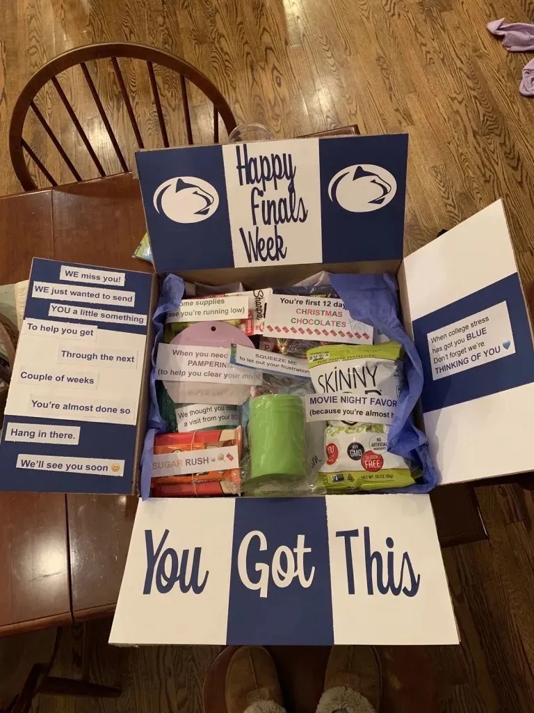 Final Exam snack box from home.  Biography of Dr. Anthony J. Carbone