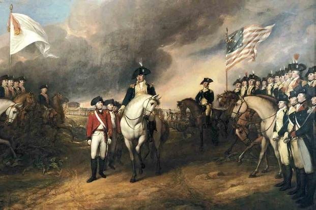 Painting of British Major General Charles Cornwallis surrenders his army at Yorktown, the U.S. Army’s first — but not last — overall war victory. Biography of Anthony J. Carbone.