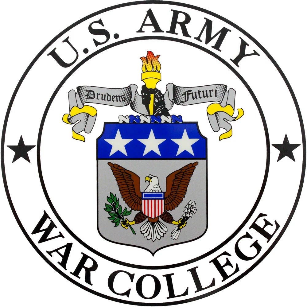 Seal of the United States Army War College (USAWC) at Carlisle Barracks, Pennsylvania.  Autobiography of Dr. Anthony J. Carbone.