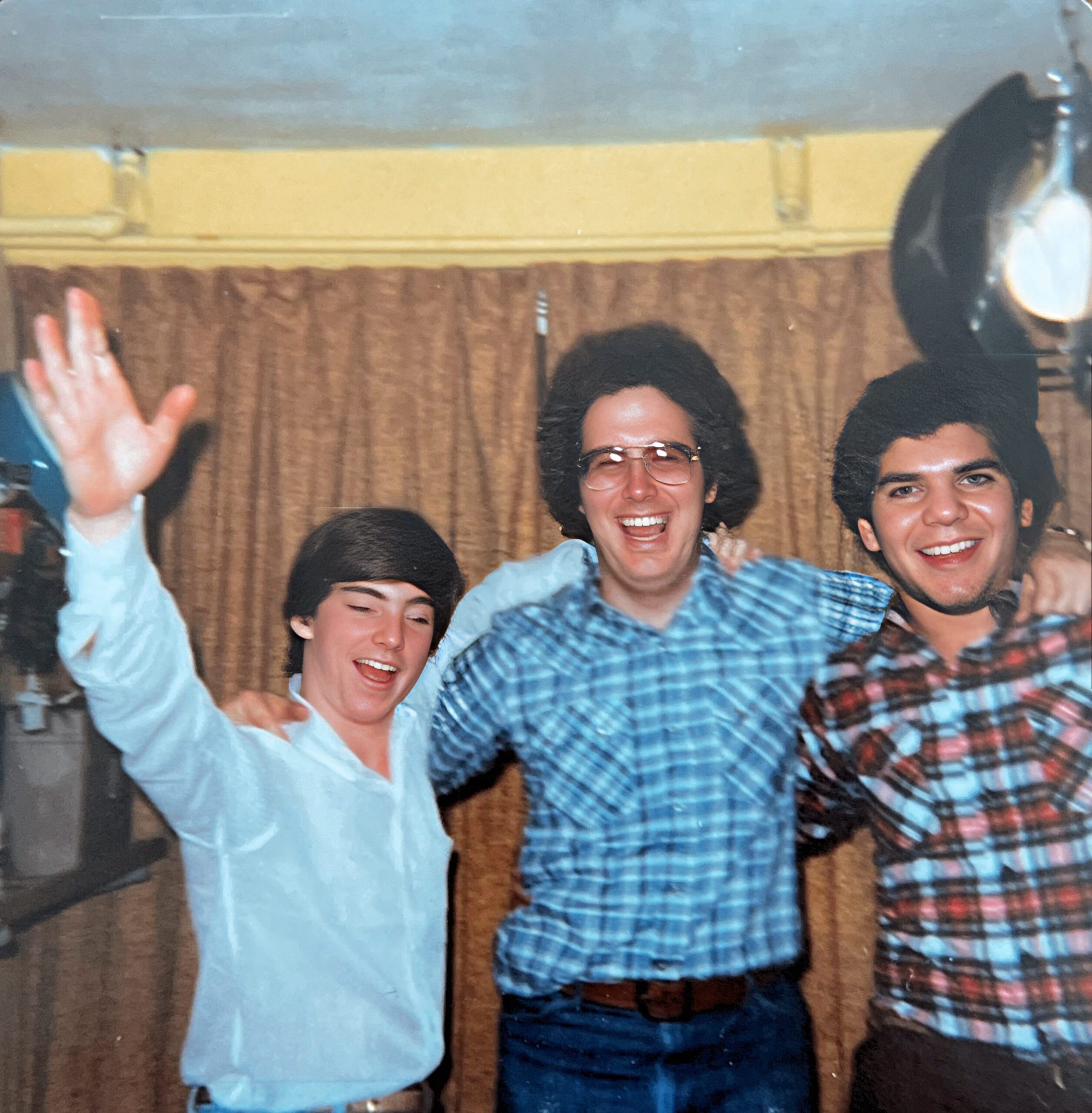 Photograph of 3 young men from Fisher Hall, University of Notre Dame.  Friends of Dr. Anthony J. Carbone.