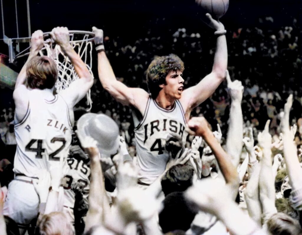 Kelly Tripucka #44 of the Fighting Irish basketball team.  Autobiography of Dr. Anthony J. Carbone.