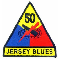 50th Armored Division unit patch with "Jersey Blues' underneath.  Biography of Dr. Anthony J. Carbone.