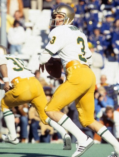 Joe Montana (#3) of the Fighting Irish at the 1979 Cotton Bowl. Autobiography of Dr. Anthony J. Carbone.