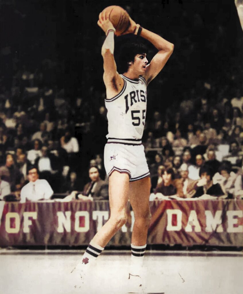 Gil Salina #55 of the Fighting Irish basketball team. Autobiography of Dr. Anthony J. Carbone.