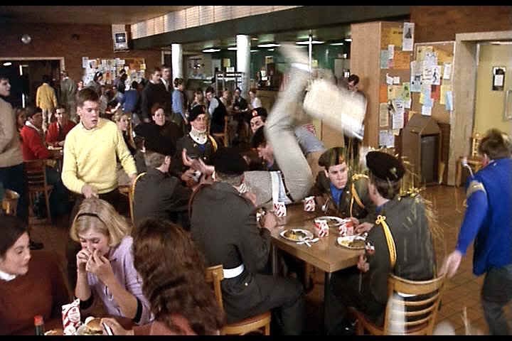 Food fight scene from the movie "Animal House" showing Army ROTC table.   Autobiography of Dr. Anthony J. Carbone.