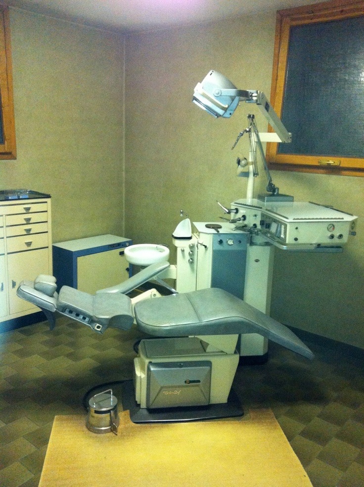 Photograph of Army dental clinic treatment chair.  Autobiography of Dr. Anthony J. Carbone.