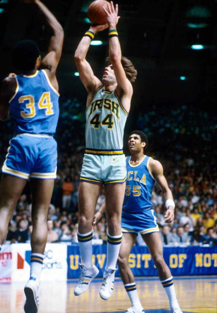 Kelly Tripucka #44 of the Fighting Irish basketball team.  Autobiography of Dr. Anthony J. Carbone.