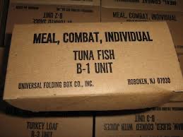 B-1 Unit C-Ration containing a can of tuna fish and a can of fruit cocktail.  Biography of Dr. Anthony J. Carbone.