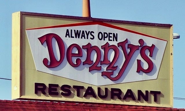 Denny’s Restaurant Sign. Biography of Dr. Anthony J. Carbone.