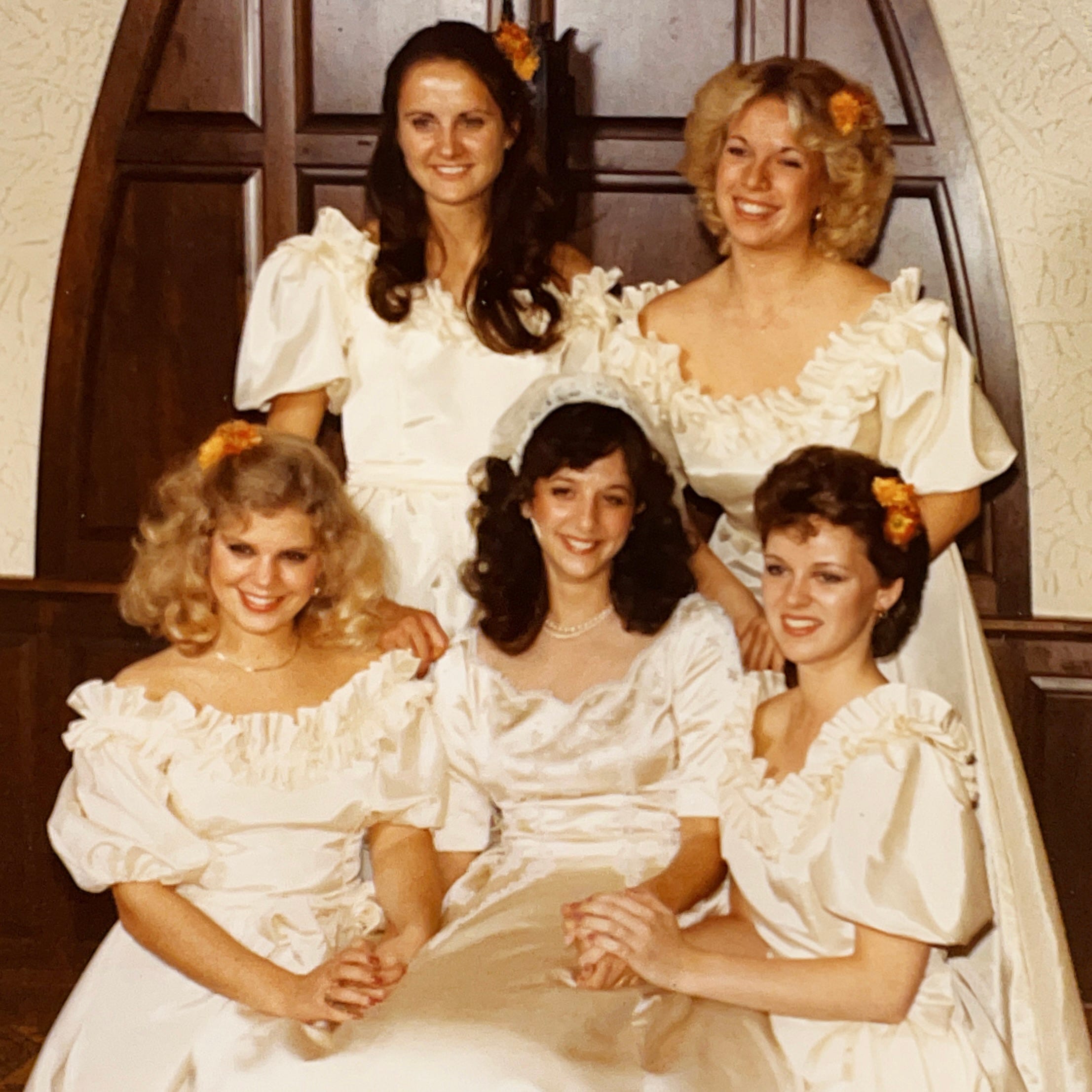 Bride, Mariann Carbone, with her four bridesmaids.  Biography of Dr. Anthony J. Carbone.