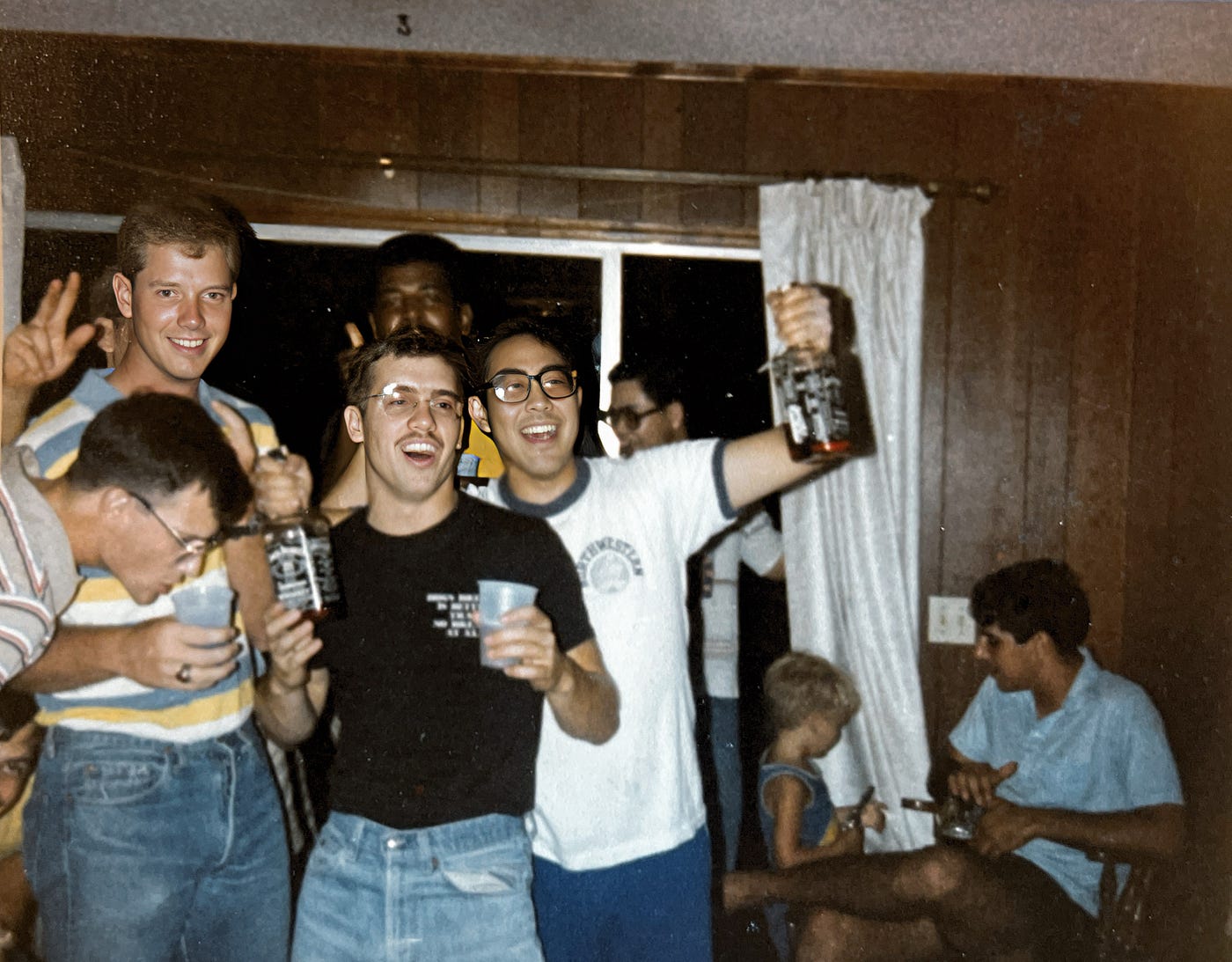 Members of my Chemical Officer Basic Course at a party in civies (civilian clothes) drinking whiskey. Biography of Dr. Anthony J. Carbone.