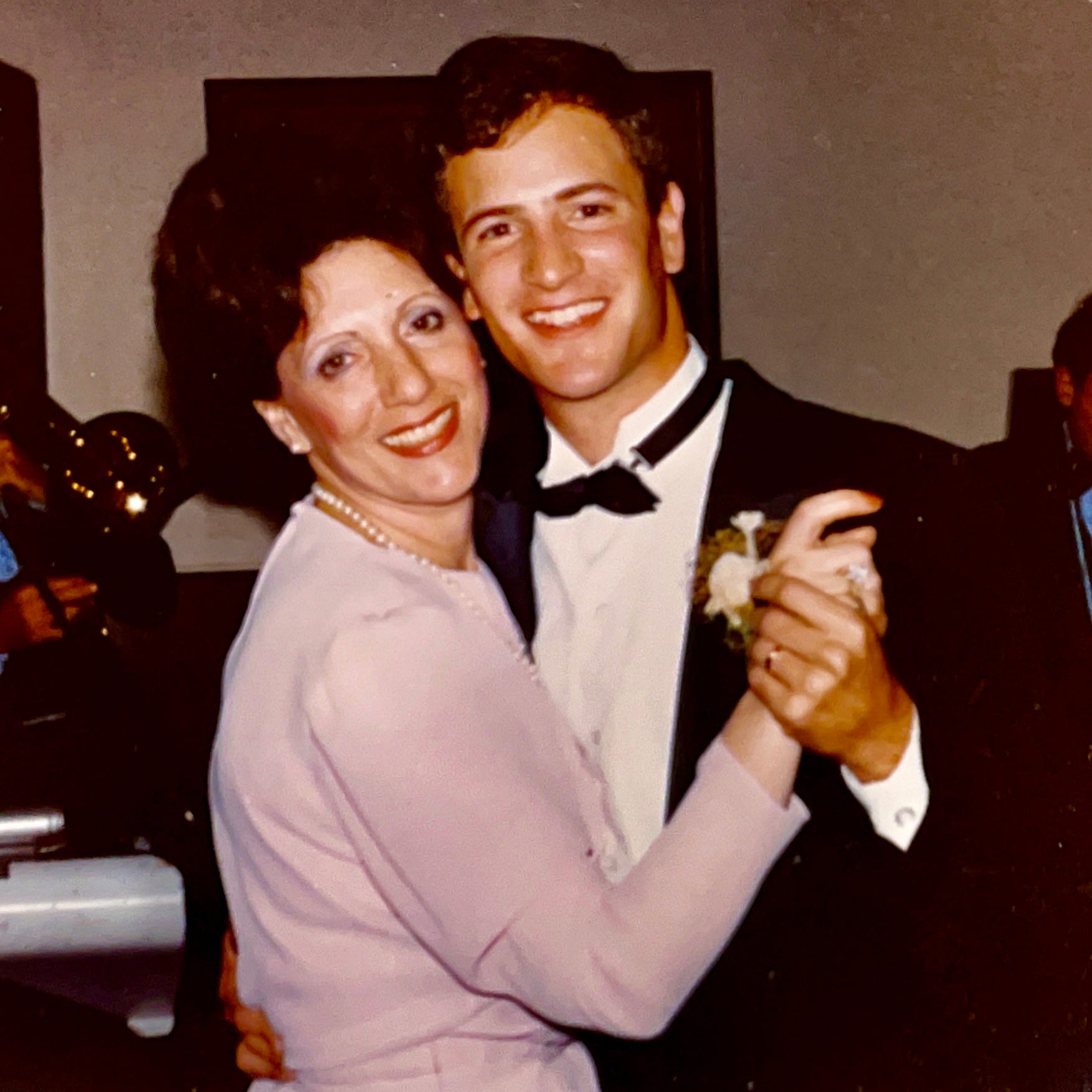 Groom (Anthony J. Carbone) dancing with his mother (Edda Carbone) at his wedding reception on October 30, 1982 in Wheaton, Illinois 