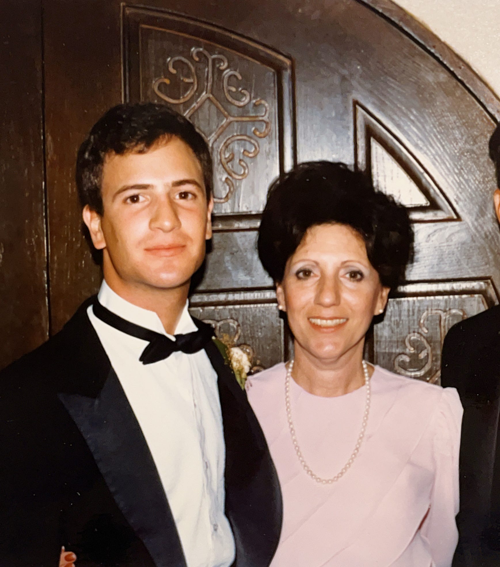Groom (Anthony J. Carbone) with his mother (Edda Carbone) at his wedding reception on October 30, 1982 in Wheaton, Illinois.