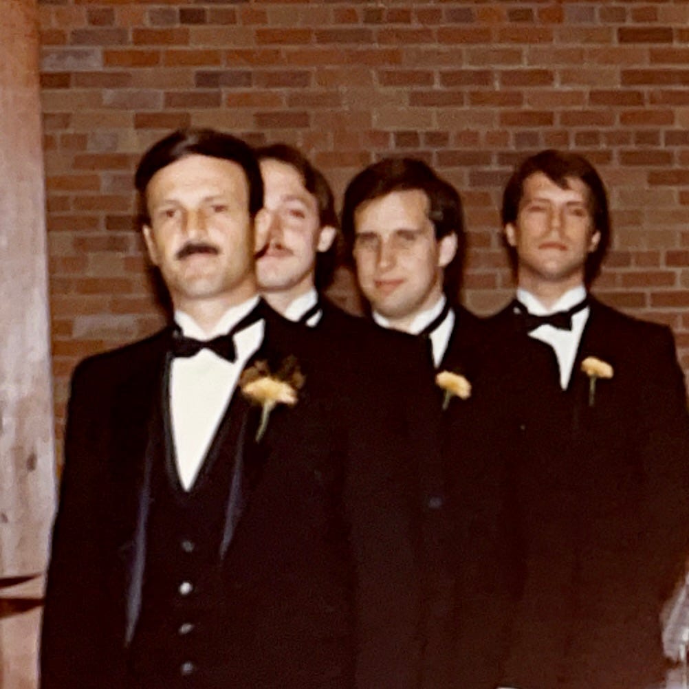 My father (Colonel Anthony Carbone) with my 3 ushers: Jeff Bell,  Chris Brown, and Mark Sanchez.  Biography of Dr. Anthony J. Carbone.