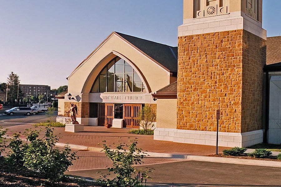 Saint Michael’s Catholic Church in Wheaton, Illinois where Mariann Schmitz and Anthony J. Carbone.