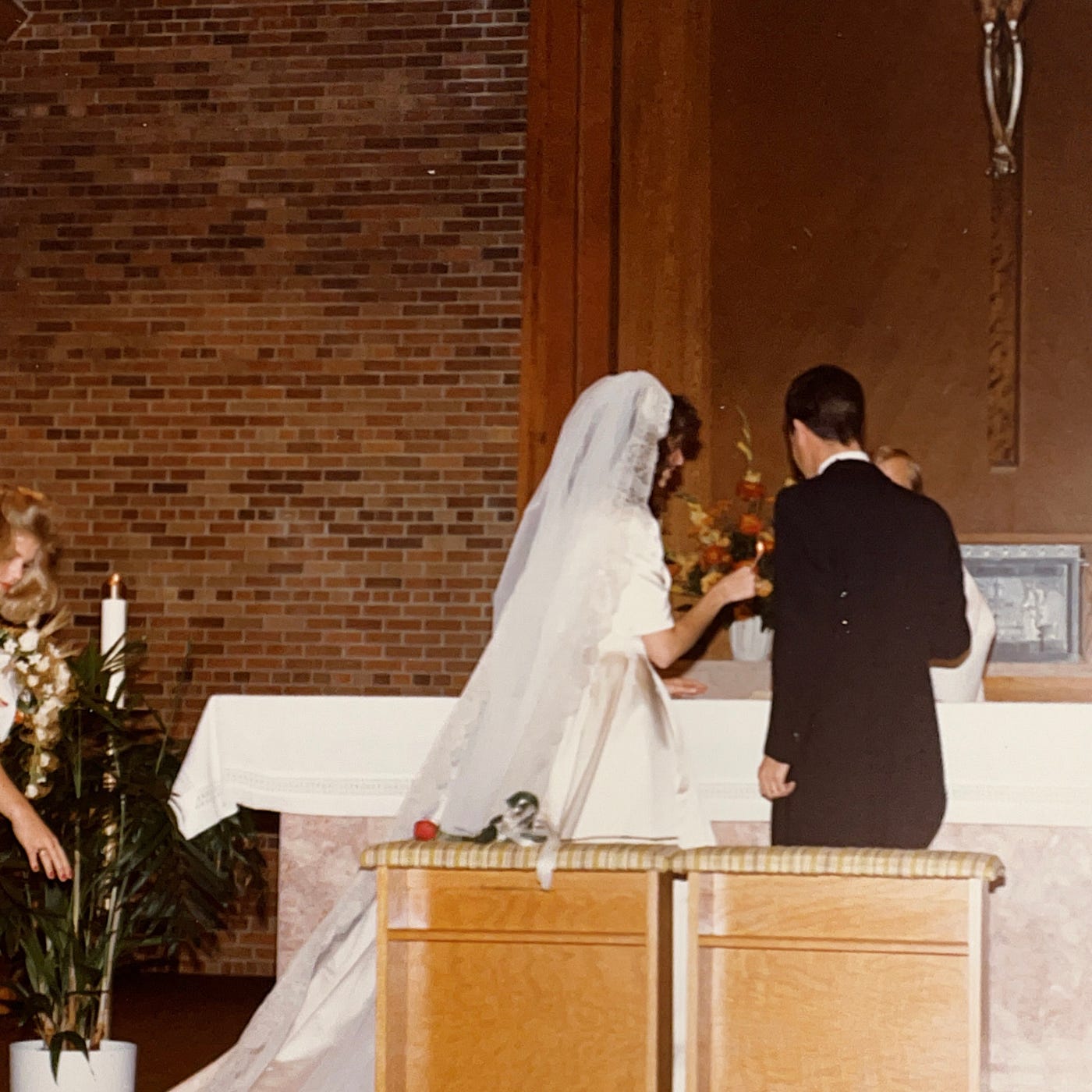 Sacrament of Holy Matrimony between Mariann Schmitz and Anthony Carbone at St. Michael's Catholic Church in Wheaton, Illinois on October 30, 1982.