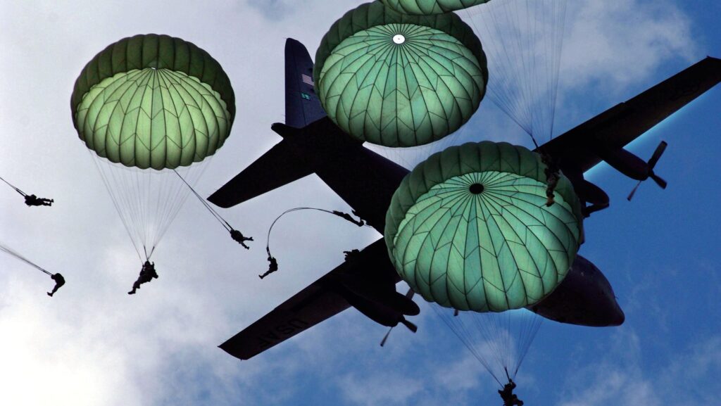 Combat Equipment Jump at the U.S. Army Airborne Course at Fort Benning, Georgia.  Biography of Dr. Anthony J. Carbone.