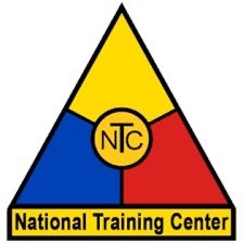 National Training Center Logo in Red, Blue and Red signifying the combat arms branches of Armor, Infantry and Artillery.  Biography of Dr. Anthony J. Carbone