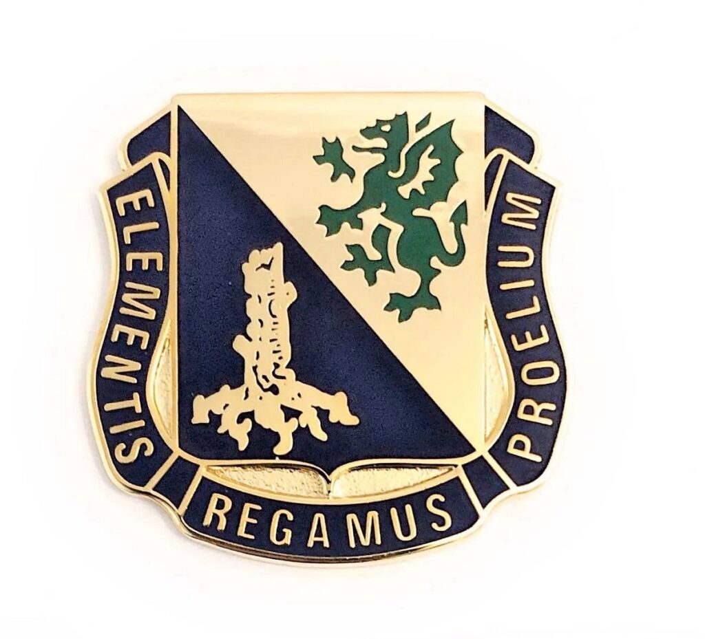 Regimental Unit Crest for the U.S. Army Chemical Corps with logo "Elementis Regamus Proelium" meaning "Win the battle through the elements."  Biography of Dr. Anthony J. Carbone.