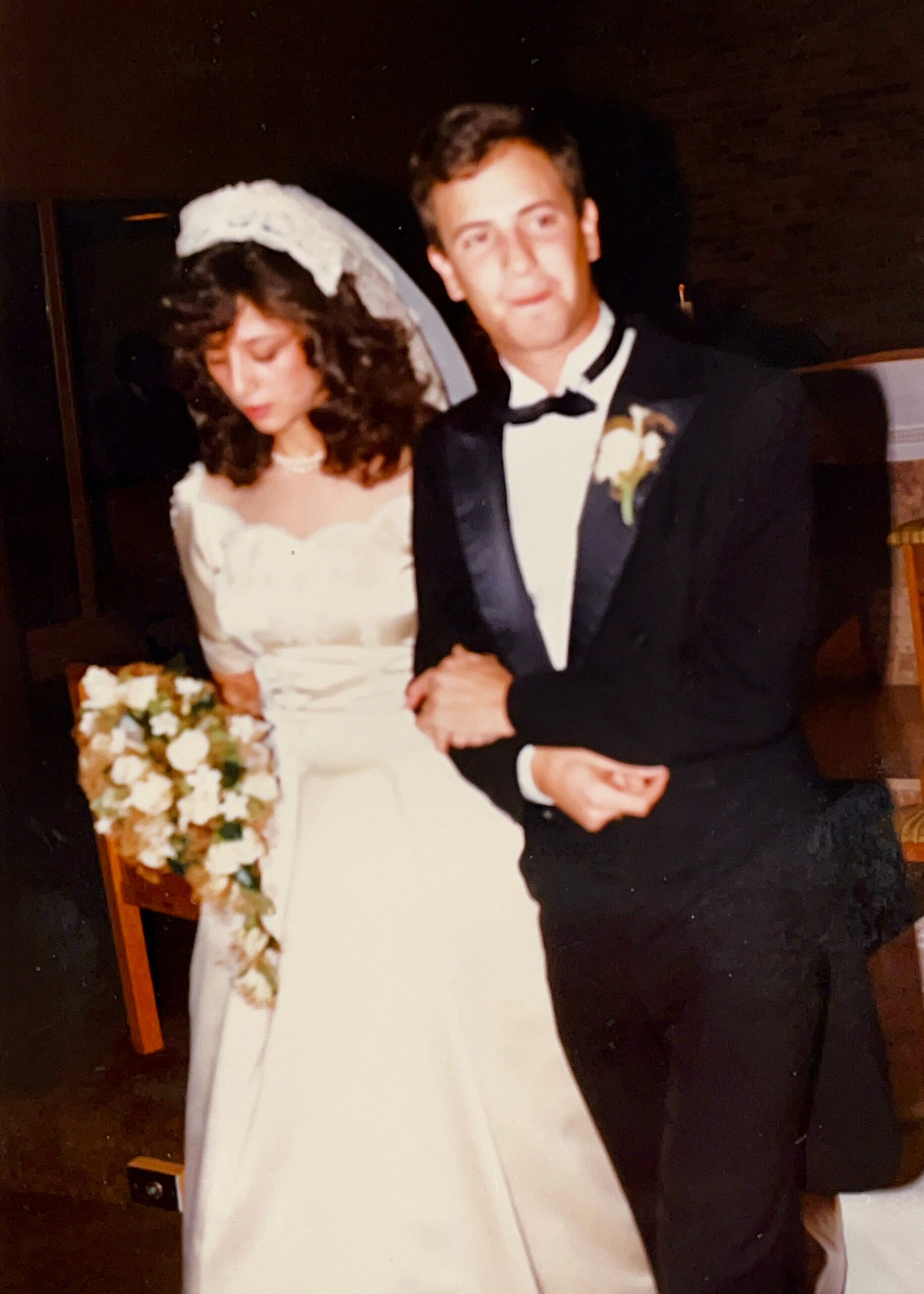 Lieutenant and Mrs. Anthony J. Carbone dancing at their wedding reception on October 30, 1982.
