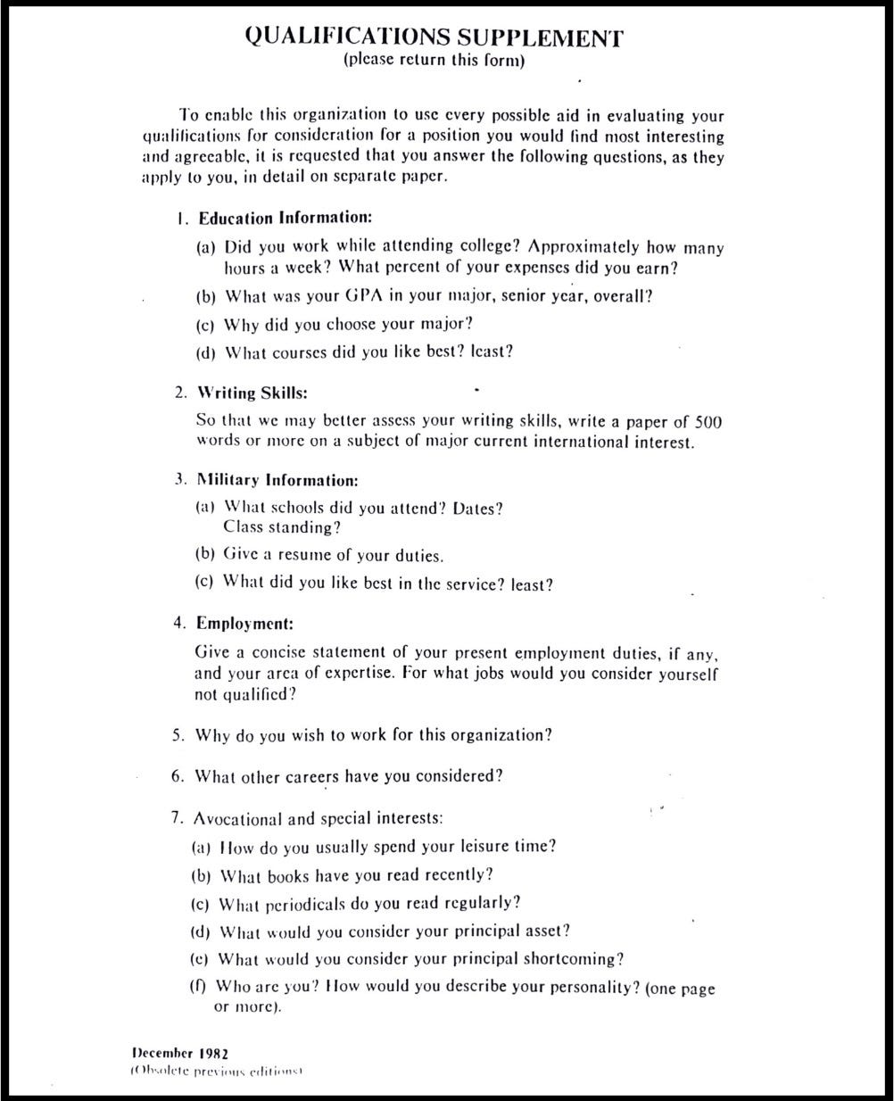 One of the many forms included in the packet from the CIA.
Biography of Dr. Anthony J. Carbone