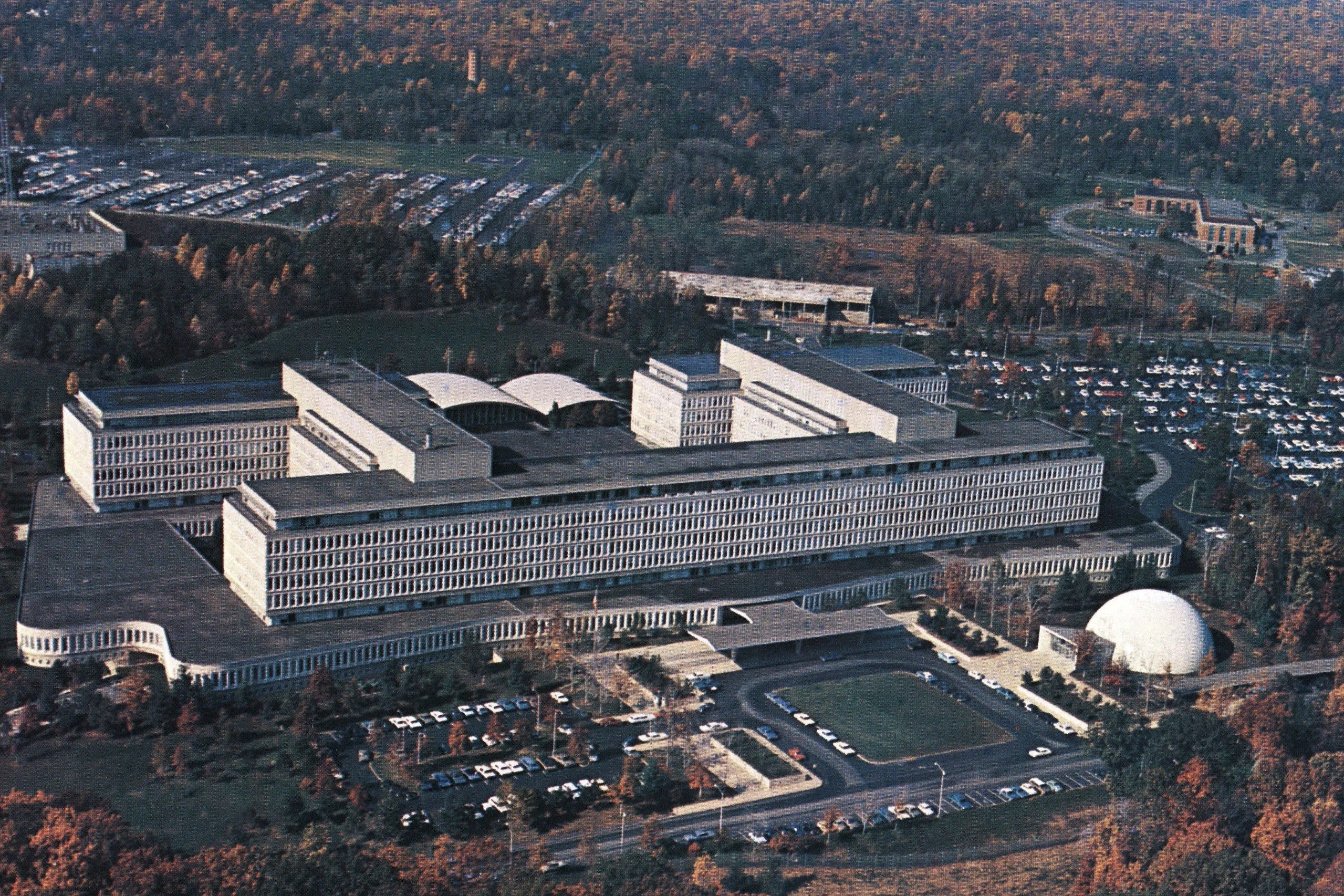 CIA Headquarters Building at Langely, Virgian.  With Headquarters Auditorium (white dome) on right.
Biography of Dr. Anthony J. Carbone